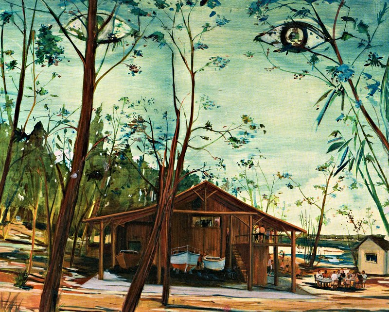 painting of boathouse